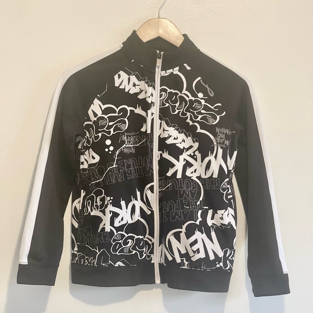 Ideology Black & White Graffiti Print Zip-up